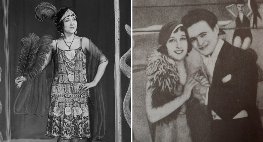 Mira Zimińska jako „Peruwianka” (po lewej), Mira Zimińska z Adolfem Dymszą w filmie „Każdemu wolno kochać” (po prawej)