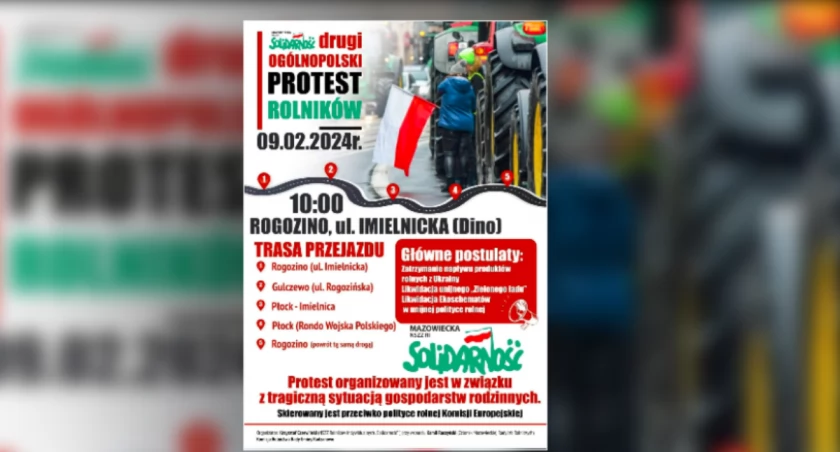 Strajk rolników z powiatu płockiego. Rondo dzwon będzie zablokowane