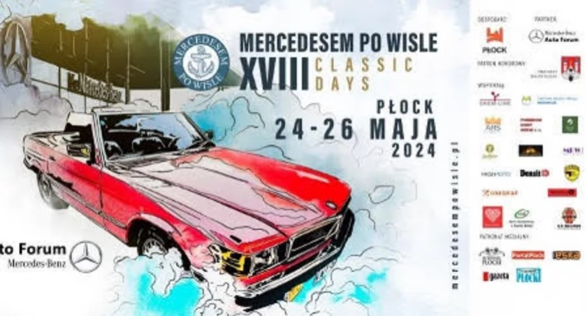 Mercedesm po Wiśle 2024. 25 maja 2-24 roku na płockiej starówce 14.00-17.00