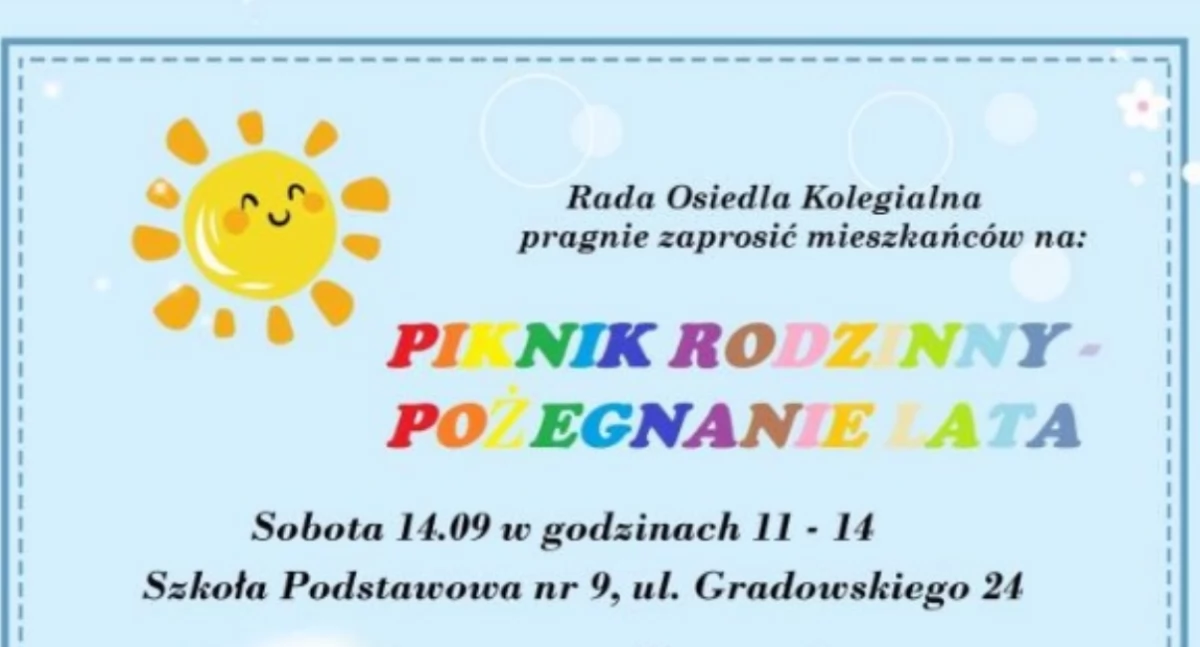 Warto wiedzieć, Zabawa pomoc! Piknik Rodzinny „Pożegnanie Lata” sobotę! - zdjęcie, fotografia