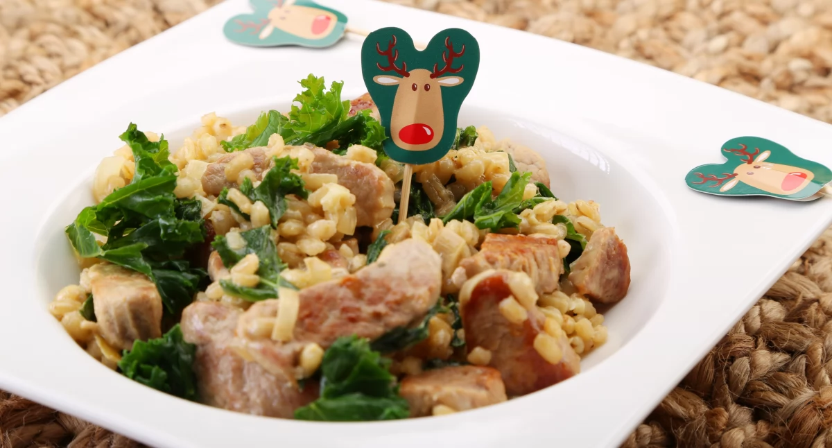 Kaszotto z polędwicą i jarmużem