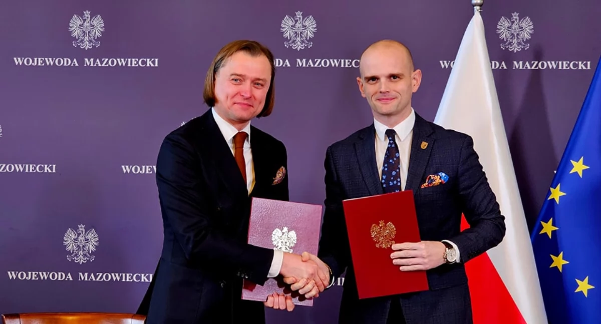 Wojewoda mazowiecki Mariusz Frankowski i starosta płocki Sylwester Ziemkiewicz