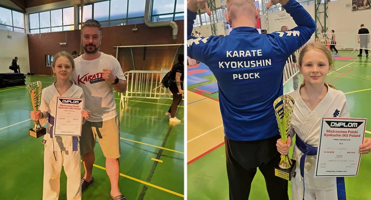 Sporty walki, Mistrza Polski! młody karateka Antoni Sulewski Płocka - zdjęcie, fotografia