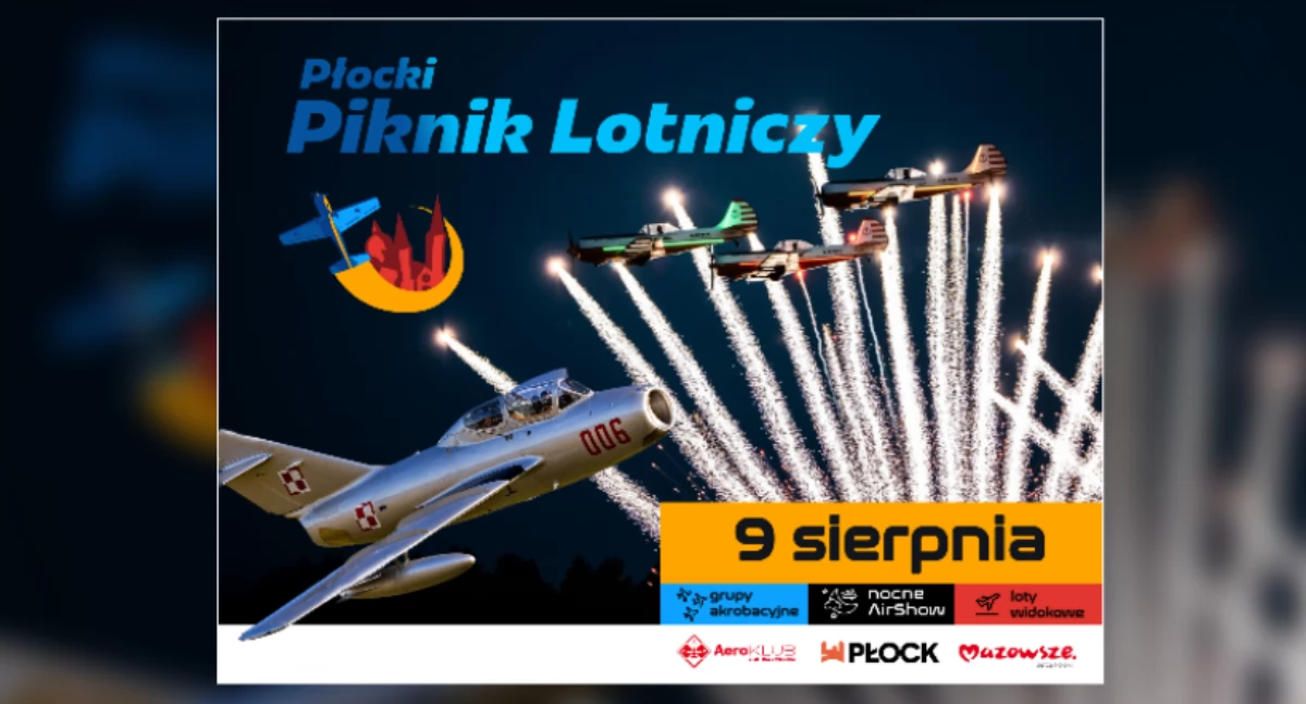 Plakat zapowiadający Płocki Piknik Lotniczy
