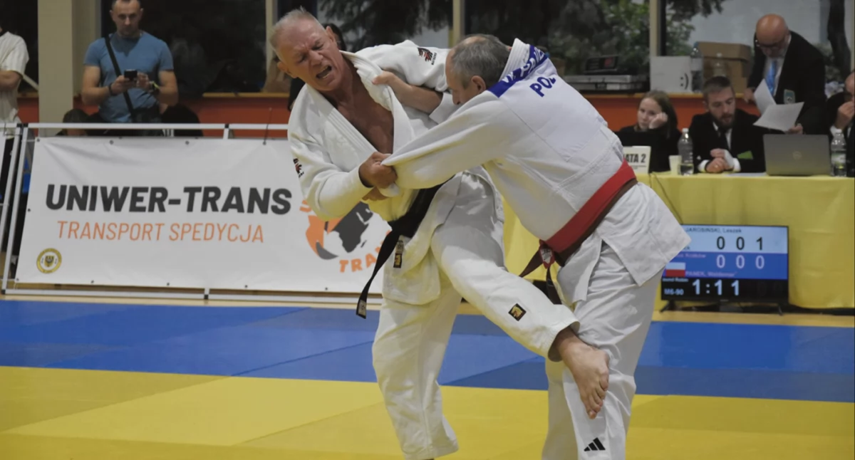 Judo, Mistrzostwa Polski Weteranów Amatorów Wrocławiu Leszek Jarosiński podium - zdjęcie, fotografia