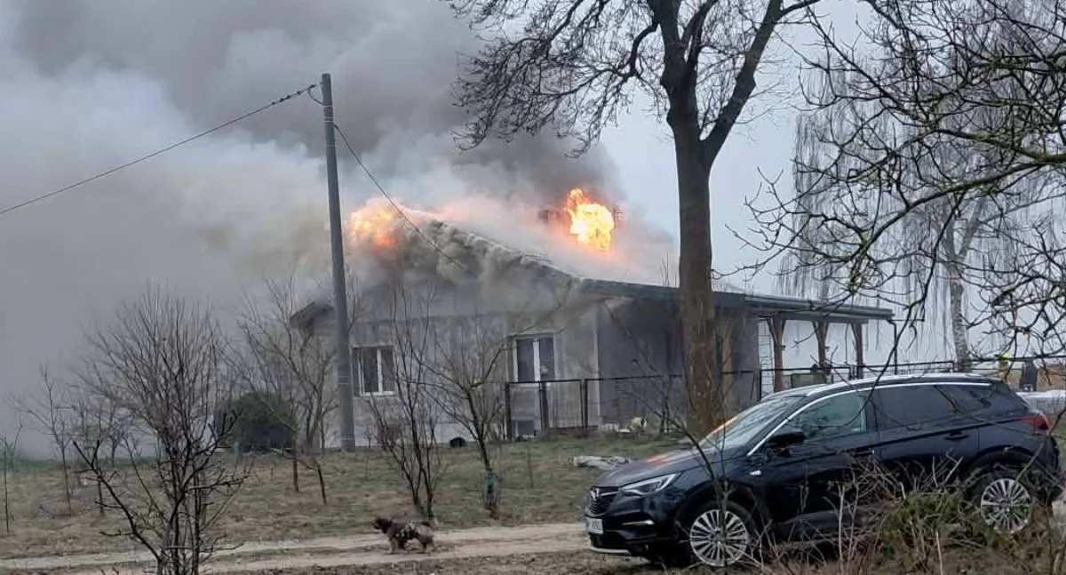 Pożar domu w Słomkowie (gm. Staroźreby)