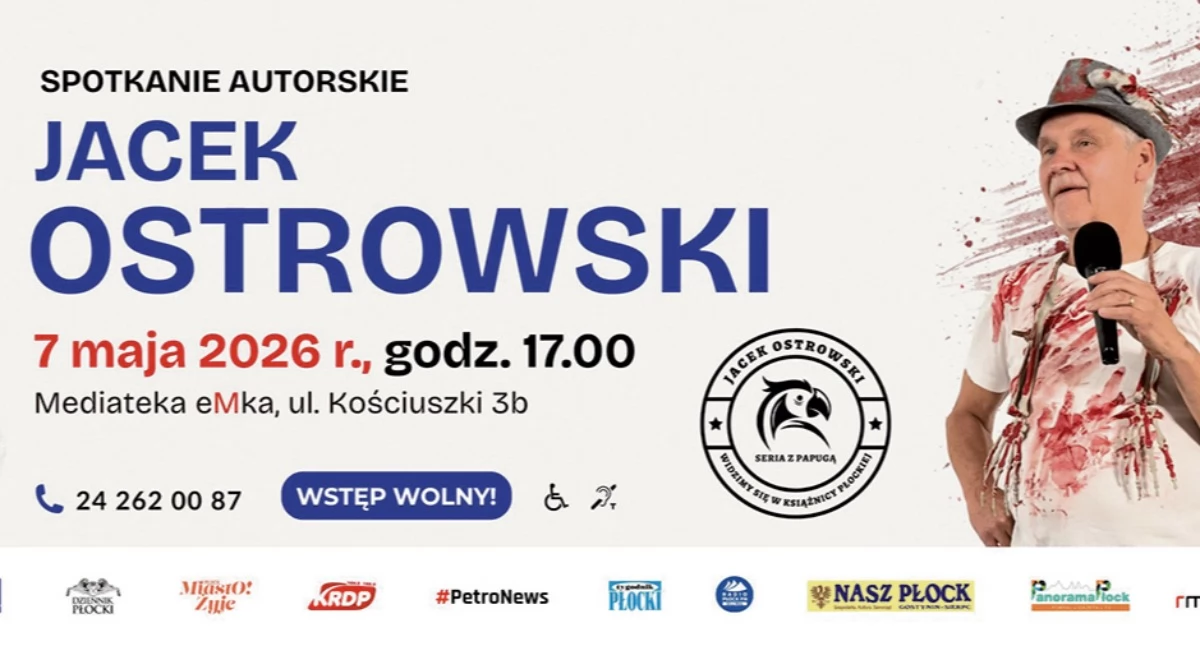 Książka, Książnica Płocka zaprasza majowe wydarzenia kryminał Jacka Ostrowskiego - zdjęcie, fotografia