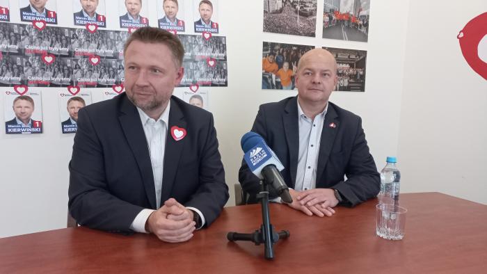 przedwyborcze spotkanie Marcina Kierwińskiego i Andrzeja Nowakowskiego z dziennikarzami