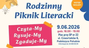 Rodzinny Piknik Literacki na placu przy SP nr 22. Zaprasza Książnica
